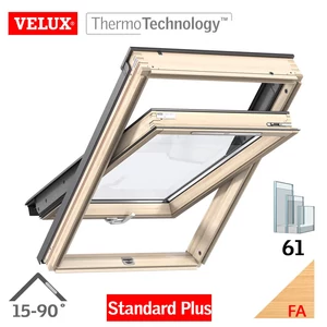 Velux GLL 1061B billenő alsó kilincses tetőtéri ablak fa