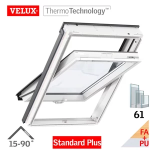 Velux GLU B billenő alsó kilincses tetőtéri ablak műanyag bevonatú fa