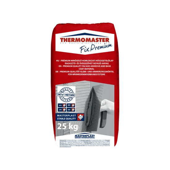 THERMOMASTER FIX PRÉMIUM ragasztó homlokzati EPS FEHÉR, GRAFIT, lábazati XPS ragasztáshoz - 25kg/zsák