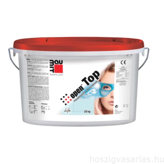 Baumit OpenTop légáteresztő vakolat vályogházakhoz, vizes falakhoz - FEHÉR szín - Kapart 2mm - 25kg/vödör