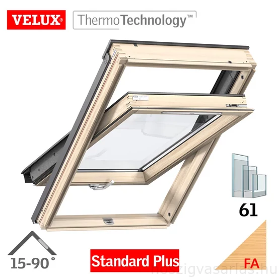 Velux GLL 1061B billenő alsó kilincses tetőtéri ablak fa 78x160 cm