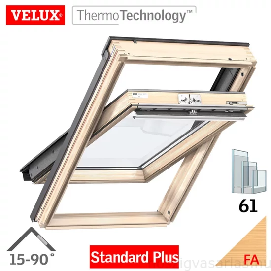 Velux GLL billenő felső kilincses tetőtéri ablak fa 114x118 cm