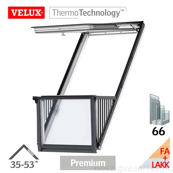 Velux GDL CABRIO fehérre festet fenyő tetőerkély 114x252 cm