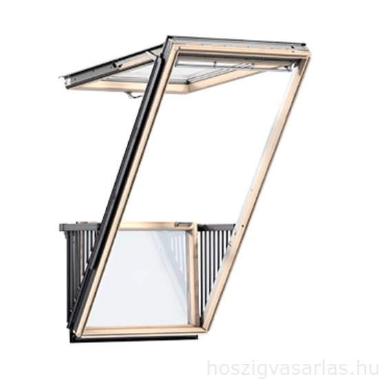 Velux GDL CABRIO színtelen lakkozott fenyő tetőerkély 94x252 cm