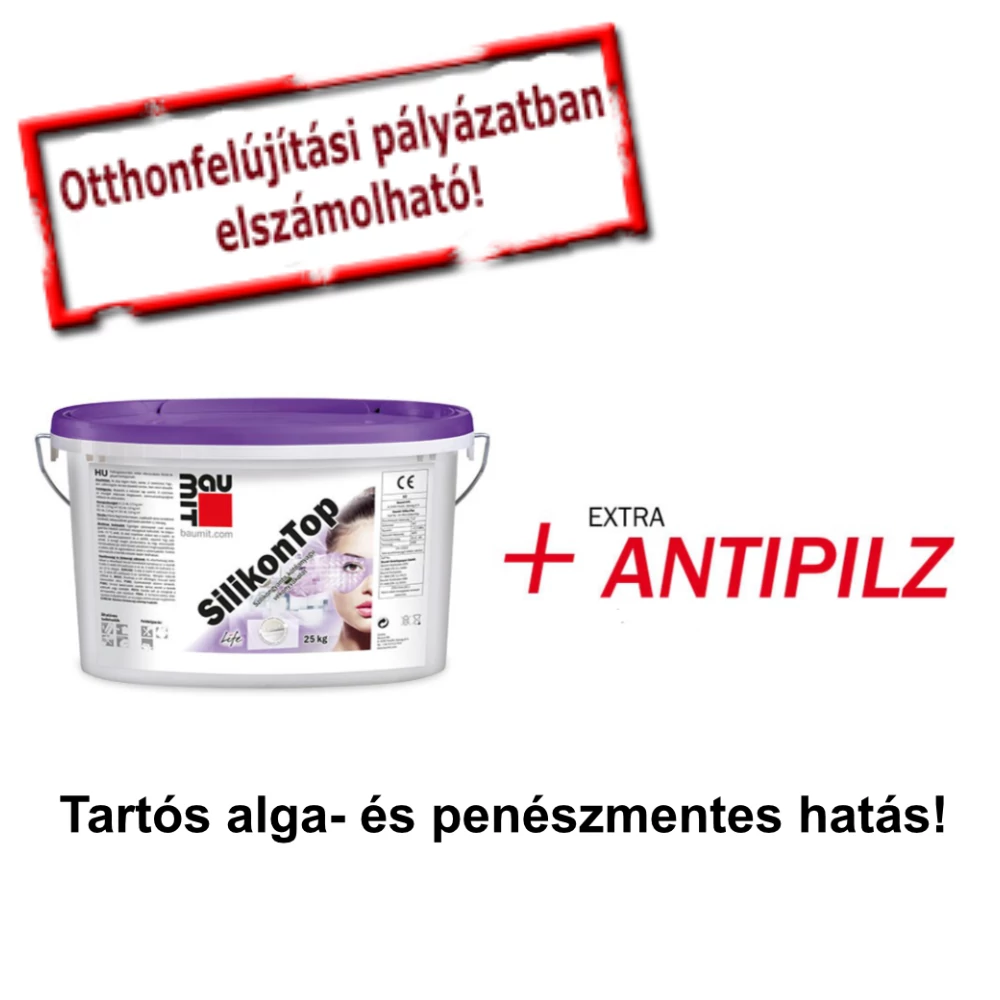 Baumit SilikonTop 2.színcsoport páraáteresztő Kapart 3mm homlokzati vakolat - 25kg/vödör