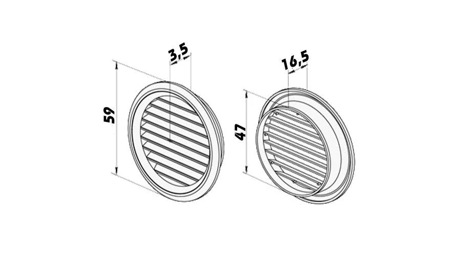 xxxMűanyag kerek szellőzőrács rovarhálóval 50mm 2db/csomag KIFUTOTT